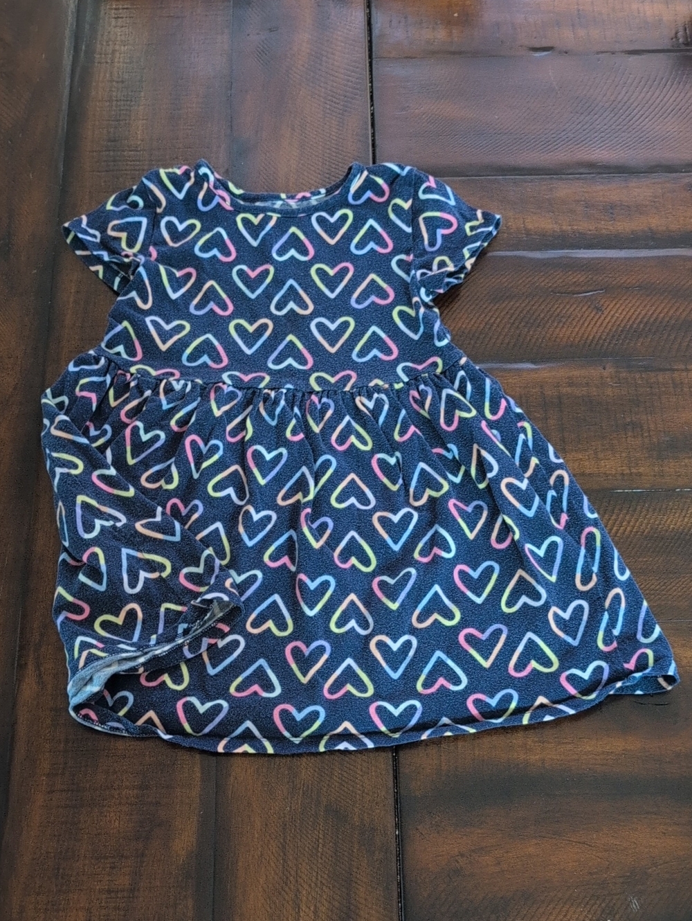 jumping beans Navy Short Sleeve Dress with Multicolor Heart Print Size 4T